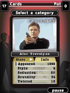 Java игра Top Trumps 007 Best of Bond. Скриншоты к игре Главные Козыри 007. Самый лучший Джеймс Бонд